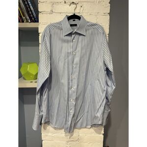 BARNEYS NEW YORK Long Sleeve French Cuffs Button Shirt Striped‎ Large 17-L